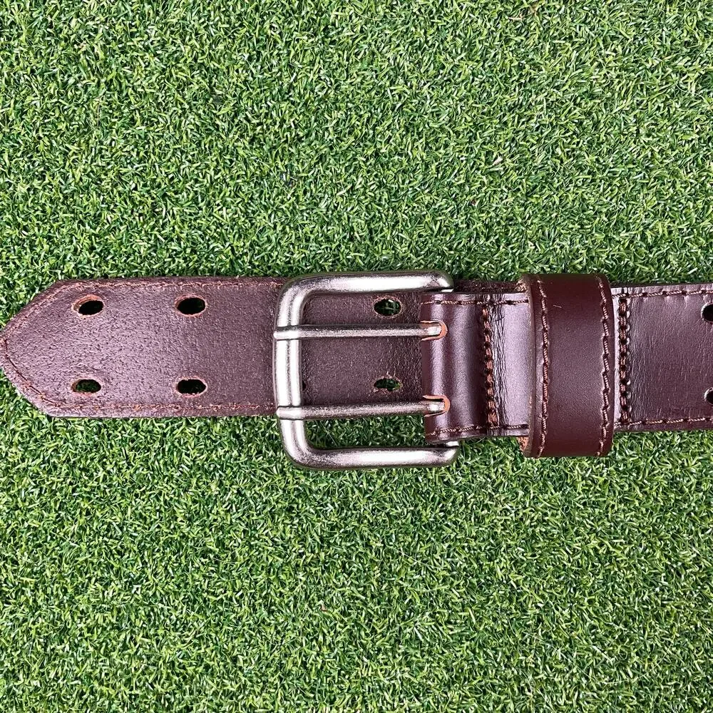 Vintage Kids Boys Brown Leather Double Tongue Belt 21